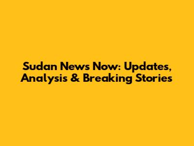 Sudan News Now: Updates, Analysis & Breaking Stories