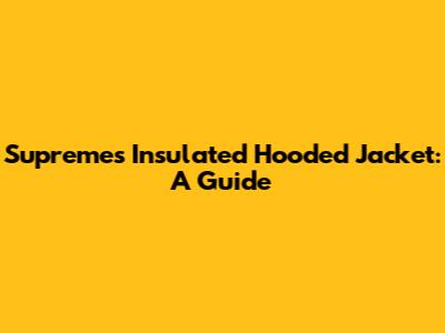 Supreme's Insulated Hooded Jacket: A Guide