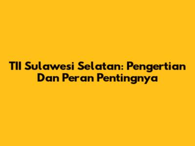 TII Sulawesi Selatan: Pengertian Dan Peran Pentingnya
