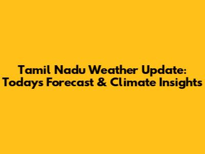 Tamil Nadu Weather Update: Today's Forecast & Climate Insights