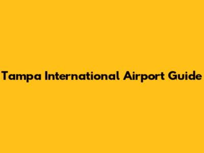 Tampa International Airport Guide