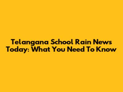 Telangana School Rain News Today: What You Need To Know