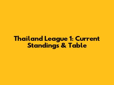 Thailand League 1: Current Standings & Table