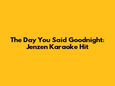 The Day You Said Goodnight: Jenzen Karaoke Hit