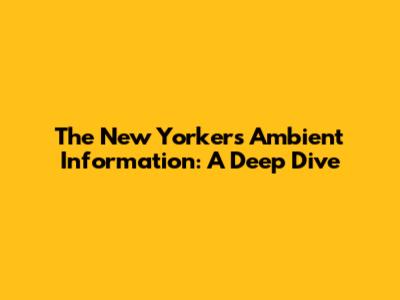 The New Yorker's Ambient Information: A Deep Dive