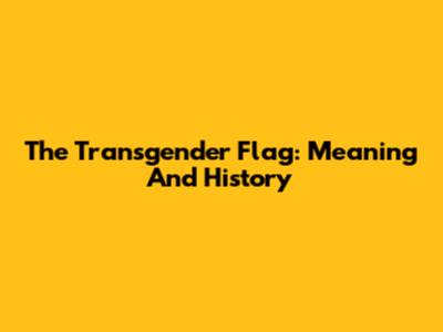 The Transgender Flag: Meaning And History