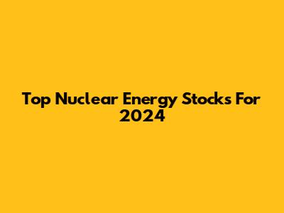 Top Nuclear Energy Stocks For 2024