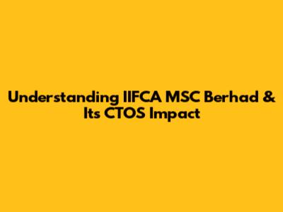 Understanding IIFCA MSC Berhad & Its CTOS Impact