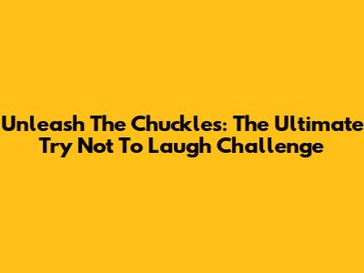 Unleash The Chuckles: The Ultimate Try Not To Laugh Challenge