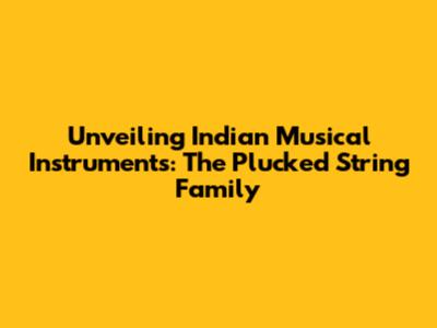 Unveiling Indian Musical Instruments: The Plucked String Family