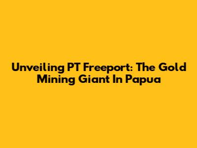 Unveiling PT Freeport: The Gold Mining Giant In Papua