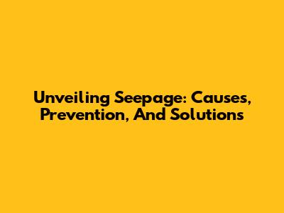 Unveiling Seepage: Causes, Prevention, And Solutions