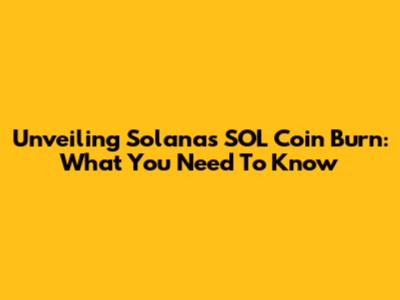 Unveiling Solana's SOL Coin Burn: What You Need To Know