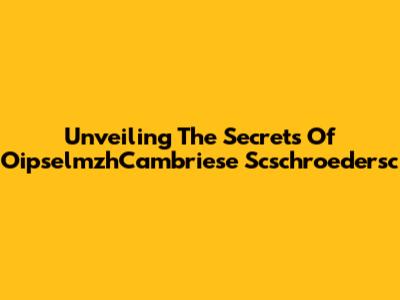 Unveiling The Secrets Of OipselmzhCambriese Scschroedersc