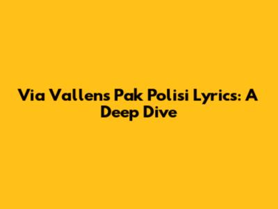 Via Vallen's Pak Polisi Lyrics: A Deep Dive