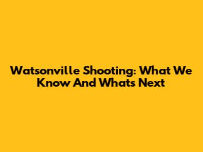 Watsonville Shooting: What We Know And What's Next