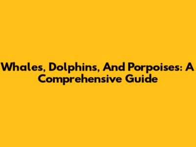 Whales, Dolphins, And Porpoises: A Comprehensive Guide