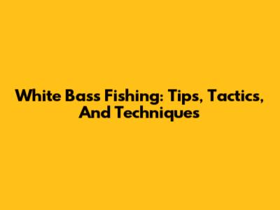 White Bass Fishing: Tips, Tactics, And Techniques
