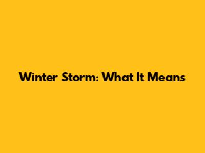 Winter Storm: What It Means