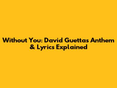 Without You: David Guetta's Anthem & Lyrics Explained