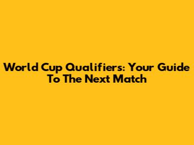 World Cup Qualifiers: Your Guide To The Next Match