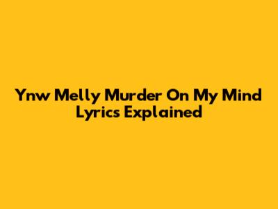 Ynw Melly "Murder On My Mind" Lyrics Explained