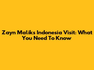Zayn Malik's Indonesia Visit: What You Need To Know