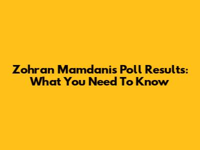 Zohran Mamdani's Poll Results: What You Need To Know