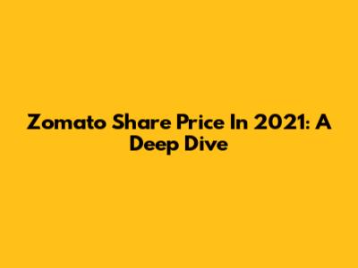 Zomato Share Price In 2021: A Deep Dive